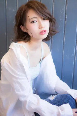 ミディアム カラー パーマ ヘアアレンジ メンズ キッズ ネイル マツエク・マツパ 【西八王子】Siq ●FM●オーナーのヘアスタイル