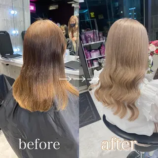 セミロング カラー ハイトーン特化💍 NØRN💍韓国のヘアスタイル