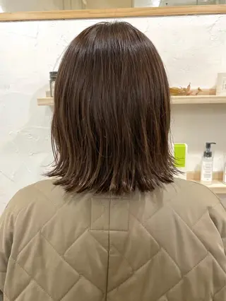 ミディアム カラー パーマ 髪質改善 縮毛矯正/ レイヤー/銀座/本木のヘアスタイル