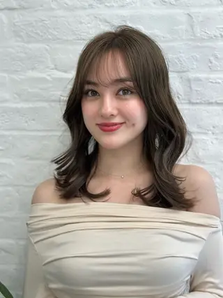ミディアム カラー 前髪顔まわりカット 🌈中村海聖のヘアスタイル