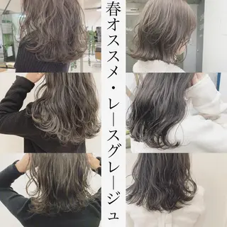 ロング カラー ハイトーンボブ 前田 表参道　グレージュのヘアスタイル