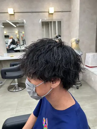 ショート カラー パーマ ヘアアレンジ メンズ キッズ 韓国系🇰🇷🩶 艶暗髪/MEIのヘアスタイル