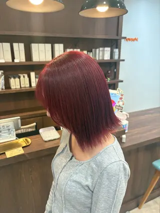 カラー まろみ暖色×ボブ ×chia🕯のヘアスタイル