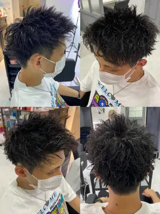 ショート カラー パーマ ヘアアレンジ メンズ 🔥メンズパーマ 特化 渡辺一翔のヘアスタイル