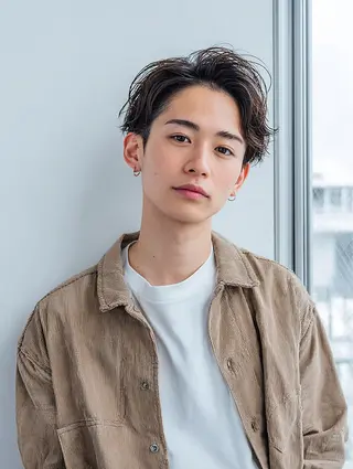 ショート カラー パーマ メンズ Men's特化 ✂️ 垢抜けヘア/宮澤蓮のヘアスタイル