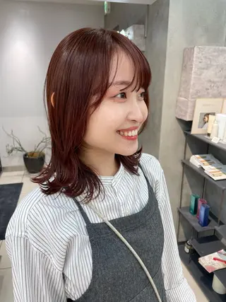 ミディアム カラー ヘアアレンジ ボブ/透明感ベージュ 🫧クルミ🌟のヘアスタイル