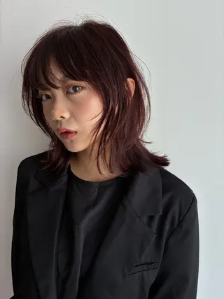 ミディアム カラー ヘアアレンジ OPUSダブルカラー ケアブリーチのヘアスタイル