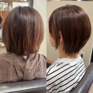 ショート レイヤーカット/髪質 改善/ダブルカラーのヘアスタイル