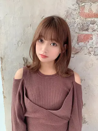 ミディアム カラー 銀座✨レイヤーカット 顔まわり/坂本亜裟海のヘアスタイル