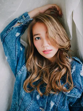 セミロング カラー パーマ 【公式】amble luxe池袋東口🩷のヘアスタイル