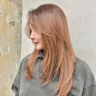 セミロング カラー 地毛風縮毛矯正 /ニュアンス/はるたのヘアスタイル