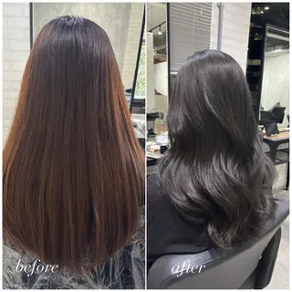 セミロング カラー ヘアアレンジ kei🤎ベージュ /透明感カラー/博多のヘアスタイル