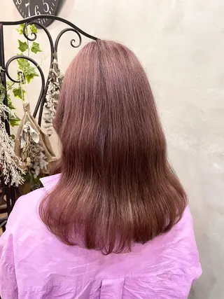 セミロング カラー 【ピンク/韓国ヘア/ ヘアセット】亜海のヘアスタイル