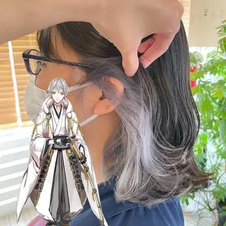 ミディアム カラー インナーカラー 推し ブリーチ  髪質改善のヘアスタイル