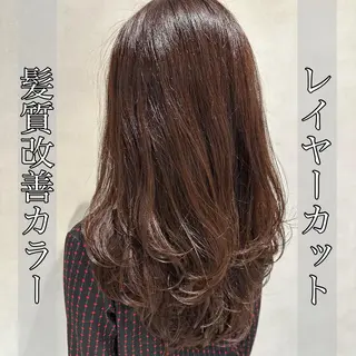 カラー ロング ヘアアレンジ 大人レイヤー& 透明感カラー💄のヘアスタイル
