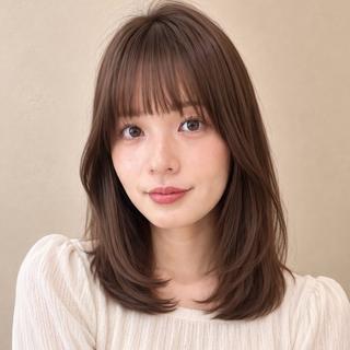 ミディアム ミディアムレイヤー 🧺艶カラー🤎原宿のヘアスタイル