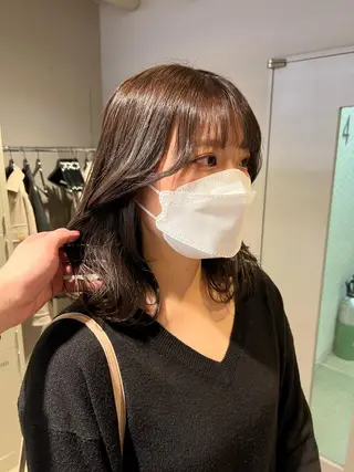 ミディアム カラー パーマ ヘアアレンジ メンズ キッズ ネイル マツエク・マツパ アイブロウ 上品＆韓国風 🥀海心🥀のヘアスタイル