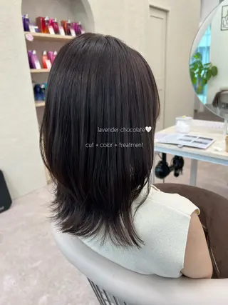 ミディアム カラー 美髪矯正/シークレッ トハイライト🤍りさのヘアスタイル