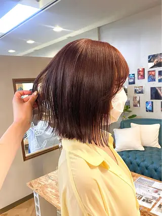 ミディアム カラー パーマ ヘアアレンジ ハル🌸柔色/ ブリーチなし/艶髪のヘアスタイル