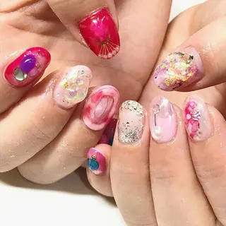 ネイル 渋谷／チップ長さ出し 👑アプレgel-xのネイルデザイン