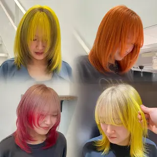ミディアム カラー 🤍ハイトーン/デザ インカラーまりん🤍のヘアスタイル