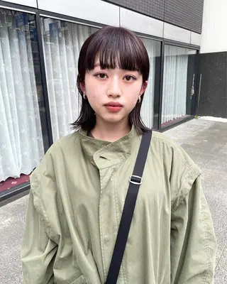 ミディアム カラー パーマ ヘアアレンジ メンズ キッズ ネイル マツエク・マツパ アイブロウ tatsumi/ボブ ウルフ/レイヤーのヘアスタイル