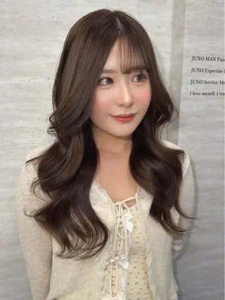 セミロング カラー ヘアアレンジ 韓国レイヤーカット/ 儚げカラーチナツのヘアスタイル