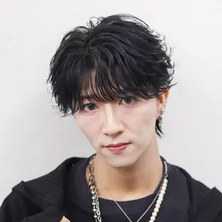 ショート カラー パーマ メンズ 🔥メンズ極🔥韓国 シャドウ/波巻き柿崎のヘアスタイル