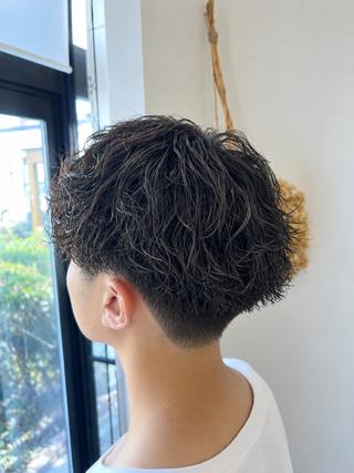 ショート 朝岡慧/メンズカット メンズパーマ【本陣】のヘアスタイル