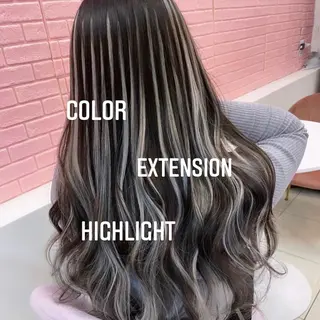 ロング カラー エクステ🩵ブリーチ 韓国ヘア🩵KAEのヘアスタイル