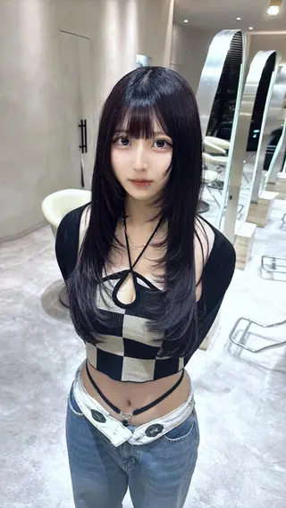 ロング レイヤー似合わせ 透明感カラーりきやのヘアスタイル