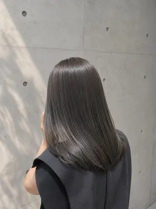 ミディアム カラー パーマ レイヤー/グレージュ 赤み消し/コウスケのヘアスタイル