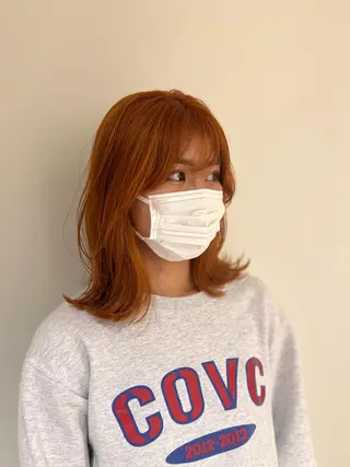 セミロング カラー 美髪矯正/シークレッ トハイライト🤍りさのヘアスタイル
