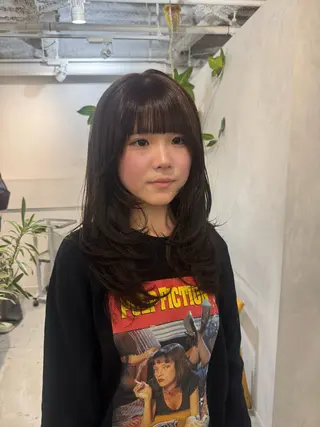 セミロング 新宿/顔周りカット +レイヤー=しずく♩のヘアスタイル