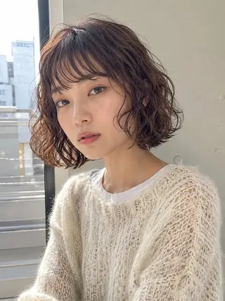 ショート パーマ ボブパーマ/縮毛矯正 /かわいい/せき🫧のヘアスタイル