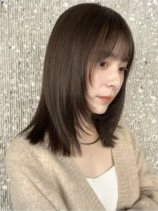 ミディアム カラー パーマ 透明感カラー レイヤー/コウスケのヘアスタイル