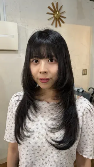 ロング カラー 韓国風レイヤーカット 上手く丁寧早い/マツのヘアスタイル