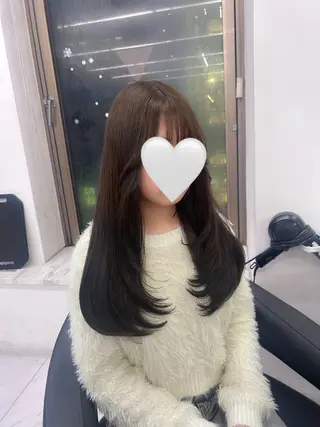 ロング カラー パーマ ヘアアレンジ メンズ キッズ ブリーチなしカラー/ ブラウン/レイヤーのヘアスタイル