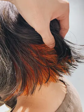 ミディアム カラー ヘアアレンジ ボブパーマコテ巻き風 パーマNo1深江秀平のヘアスタイル