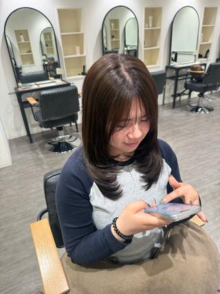 ミディアム カラー 艶髪レイヤー上田 紗也🇰🇷💗のヘアスタイル