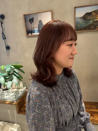 セミロング 新宿/顔周りカット +レイヤー＝しずく♩のヘアスタイル