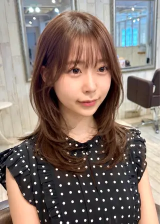 ミディアム 大人可愛い韓国 レイヤー大田のヘアスタイル