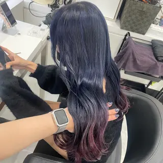 ロング カラー ラベンダー💜 グレージュ🩶のヘアスタイル