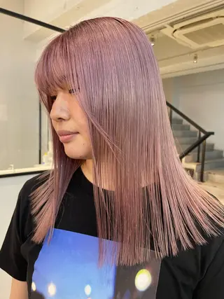 ロング カラー センターパート/カラ ーメッシュ📍ﾕﾘのヘアスタイル
