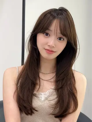 ロング カラー ブリーチなしヘーゼル 🤎透明感カラー 唯のヘアスタイル
