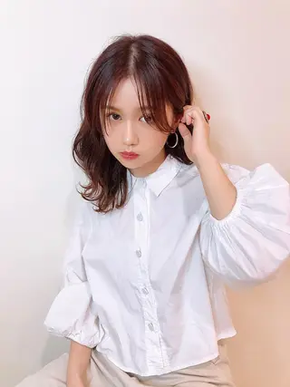ミディアム カラー パーマ ヘアアレンジ 永野 良一のヘアスタイル