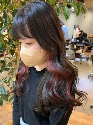 ロング カラー ブリーチなしカラー 🌿脇黒丸 彩のヘアスタイル