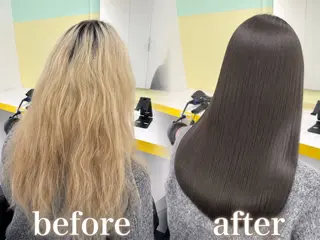 ロング カラー ブリーチ縮毛矯正飛我 韓国ヘア🫧のヘアスタイル