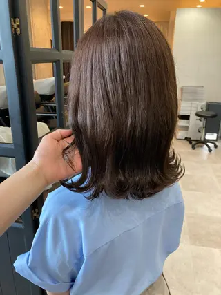 ミディアム ✨色持ちの良い艶 カラー✨蟹江真世のヘアスタイル