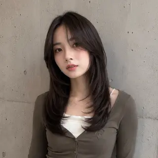 ロング カラー 盛れる顔まわりカット 髪質改善/渋谷/れんのヘアスタイル